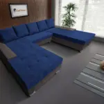 Wixy Giga u alakú kanapé mély földszürke és mély búzavirágkék színben