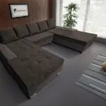 Wixy Giga u alakú kanapé mély földszürke és mély mályvabarna színben