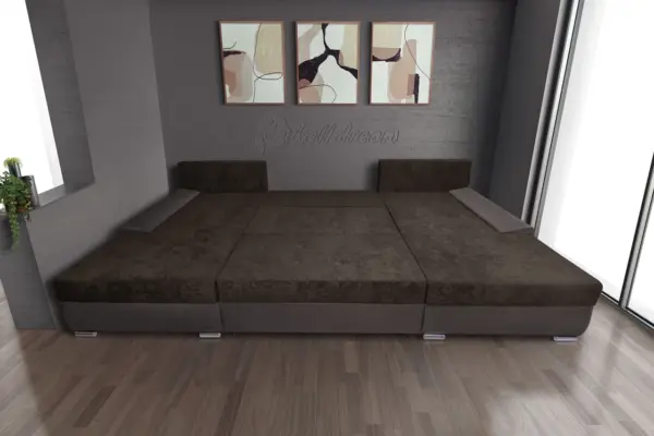 Wixy giga u alakú kanapé mély földszürke és mély mályvabarna színben 405 x 225 cm fantasztikus nagy fekvőfelülettel - image 3