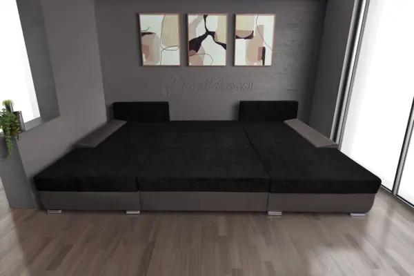 Wixy giga u alakú kanapé mély földszürke és sejtelmes fekete színben 345 x 205 cm fantasztikus nagy fekvőfelülettel - image 3