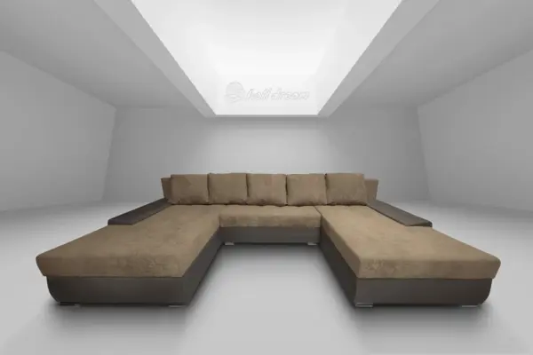 Wixy giga u alakú kanapé mély földszürke és szafarisárga színben 405 x 225 cm fantasztikus nagy fekvőfelülettel - image 2