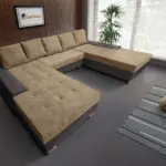 Wixy Giga u alakú kanapé mély földszürke és szafarisárga színben