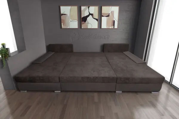 Wixy giga u alakú kanapé mély földszürke és taupe szürke 405 x 225 cm fantasztikus nagy fekvőfelülettel - image 3