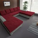 Wixy Giga u alakú kanapé óezüst és antik rubintvörös színben