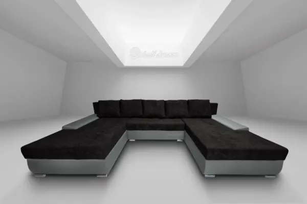 Wixy giga u alakú kanapé óezüst és sejtelmes fekete színben 405 x 225 cm fantasztikus nagy fekvőfelülettel - image 2