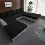 Wixy Giga u alakú kanapé óezüst és sejtelmes fekete színben