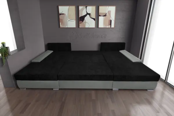 Wixy giga u alakú kanapé óezüst és sejtelmes fekete színben