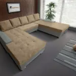 Wixy Giga u alakú kanapé óezüst és szafarisárga színben