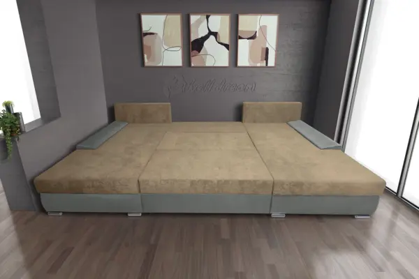 Wixy giga u alakú kanapé óezüst és szafarisárga színben 345 x 205 cm fantasztikus nagy fekvőfelülettel - image 3