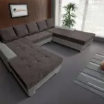 Wixy Giga u alakú kanapé óezüst és taupe szürke színben