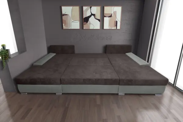 Wixy giga u alakú kanapé óezüst és taupe szürke színben