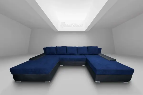 Wixy giga u alakú kanapé ónix és mély búzavirágkék színben