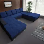 Wixy Giga u alakú kanapé ónix és mély búzavirágkék színben