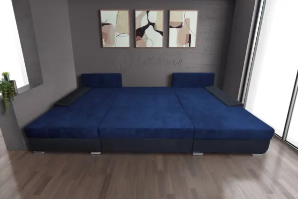 Wixy giga u alakú kanapé ónix és mély búzavirágkék színben