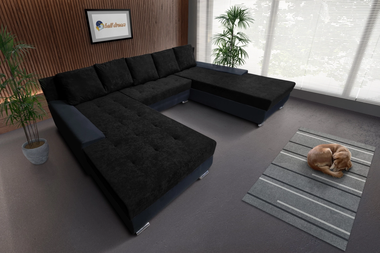 Wixy Giga u alakú kanapé ónix és sejtelmes fekete színben