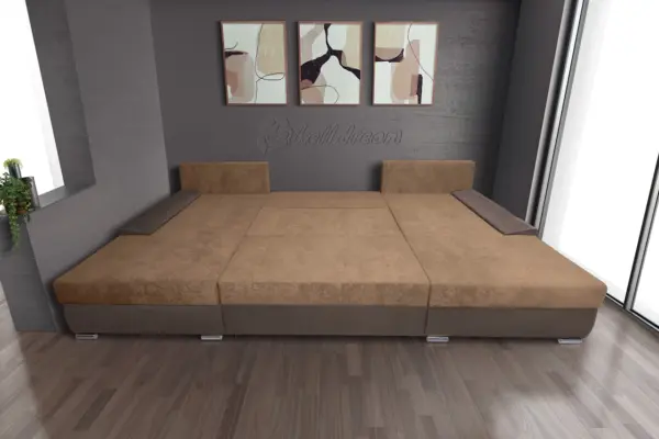 Wixy giga u alakú kanapé pasztell taupe és halvány taupe színben 405 x 225 cm fantasztikus nagy fekvőfelülettel - image 3