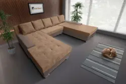 Wixy Giga u alakú kanapé pasztell taupe és halvány taupe színben