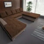 Wixy Giga u alakú kanapé pasztell taupe és havannabarna színben