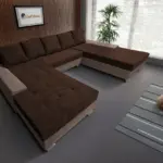 Wixy Giga u alakú kanapé pasztell taupe és kóla színben