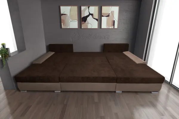 Wixy giga u alakú kanapé pasztell taupe és kóla színben