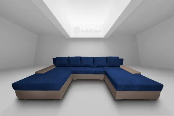 Wixy giga u alakú kanapé pasztell taupe és mély búzavirágkék színben 345 x 205 cm fantasztikus nagy fekvőfelülettel - image 2