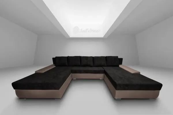 Wixy giga u alakú kanapé pasztell taupe és sejtelmes fekete színben 345 x 205 cm fantasztikus nagy fekvőfelülettel - image 2