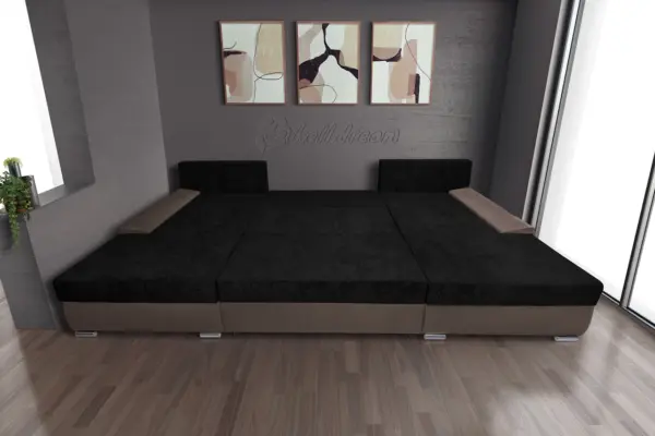 Wixy giga u alakú kanapé pasztell taupe és sejtelmes fekete színben 405 x 225