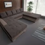 Wixy Giga u alakú kanapé pasztell taupe és taupe szürke színben