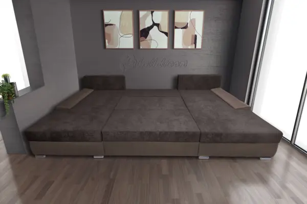 Wixy giga u alakú kanapé pasztell taupe és taupe szürke színben 405 x 225 cm fantasztikus nagy fekvőfelülettel - image 3