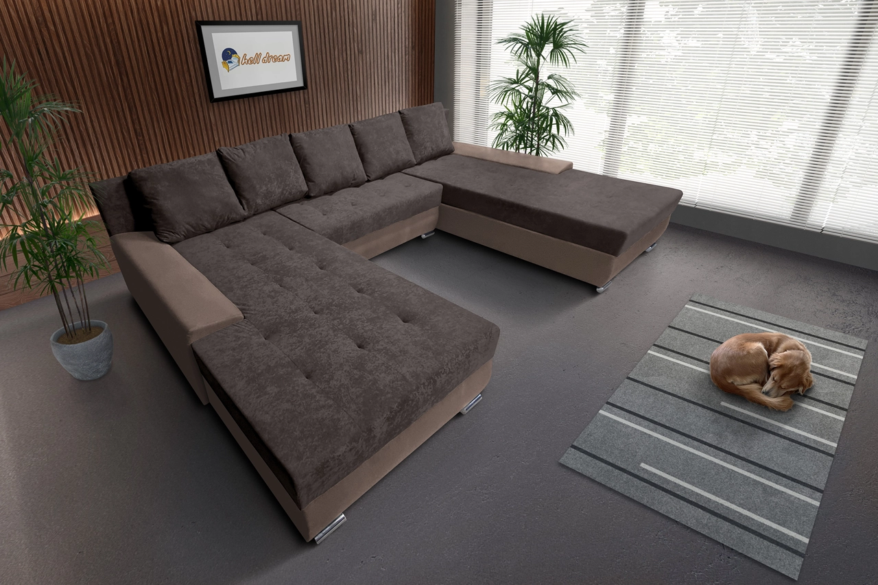 Wixy Giga u alakú kanapé pasztell taupe és taupe szürke színben