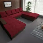 Wixy Giga u alakú kanapé sötét mahagóni és antik rubintvörös színben