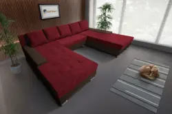 Wixy Giga u alakú kanapé sötét mahagóni és antik rubintvörös színben