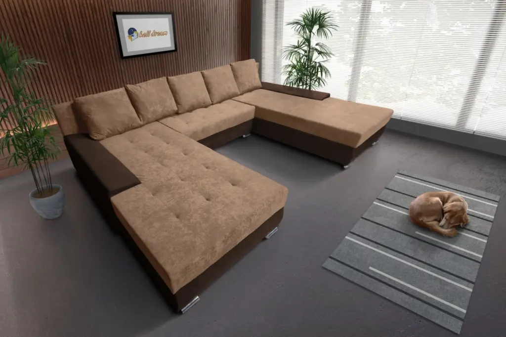 Wixy giga u alakú kanapé sötét mahagóni és halvány taupe színben