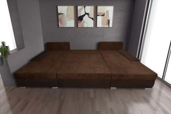 Wixy giga u alakú kanapé sötét mahagóni és havannabarna színben 405 x 225 cm fantasztikus nagy fekvőfelülettel - image 3