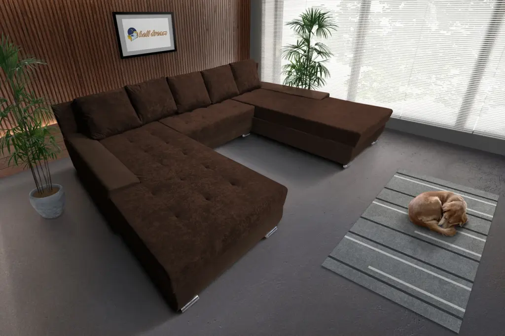 Wixy giga u alakú kanapé sötét mahagóni és kóla színben