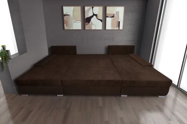 Wixy giga u alakú kanapé sötét mahagóni és kóla színben