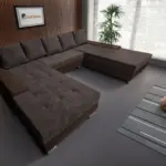 Wixy Giga u alakú kanapé sötét mahagóni és mély mályvabarna színben