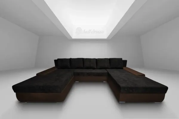 Wixy giga u alakú kanapé sötét mahagóni és sejtelmes fekete színben 405 x 225 cm fantasztikus nagy fekvőfelülettel - image 2