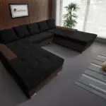 Wixy Giga u alakú kanapé sötét mahagóni és sejtelmes fekete színben