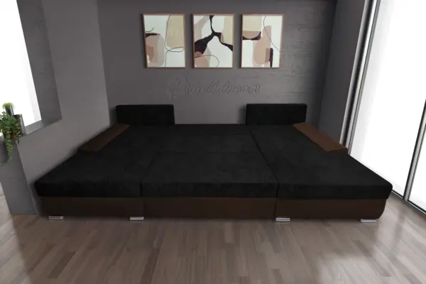 Wixy giga u alakú kanapé sötét mahagóni és sejtelmes fekete színben