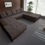 Wixy Giga u alakú kanapé sötét mahagóni és taupe szürke színben