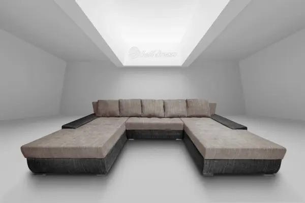 Wixy giga u alakú kanapé sötét szürke és világos barna zsákszövettel 345 x 205 cm fantasztikus nagy fekvőfelülettel - image 2