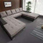 Wixy Giga u alakú kanapé sötét szürke és világos barna zsákszövettel