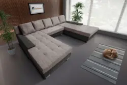 Wixy Giga u alakú kanapé sötét szürke és világos barna zsákszövettel