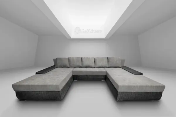 Wixy giga u alakú kanapé sötét szürke és világos szürke zsákszövettel 405 x 225 cm fantasztikus nagy fekvőfelülettel - image 2