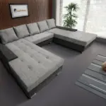 Wixy Giga u alakú kanapé sötét szürke és világos szürke zsákszövettel