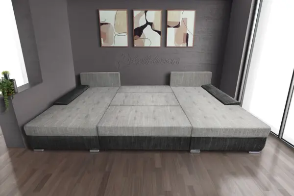 Wixy giga u alakú kanapé sötét szürke és világos szürke zsákszövettel