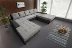 Wixy Giga u alakú kanapé sötét szürke és világos szürke zsákszövettel