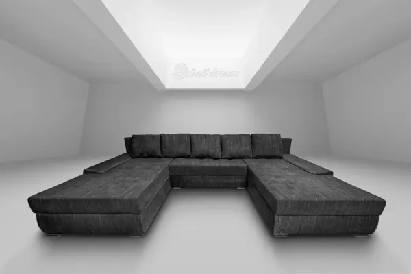 Wixy giga u alakú kanapé sötét szürke zsákszövettel 405 x 225 cm fantasztikus nagy fekvőfelülettel - image 2
