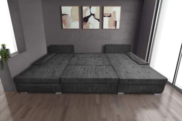 Wixy giga u alakú kanapé sötét szürke zsákszövettel